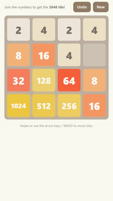 Screenshot of the 2048 game