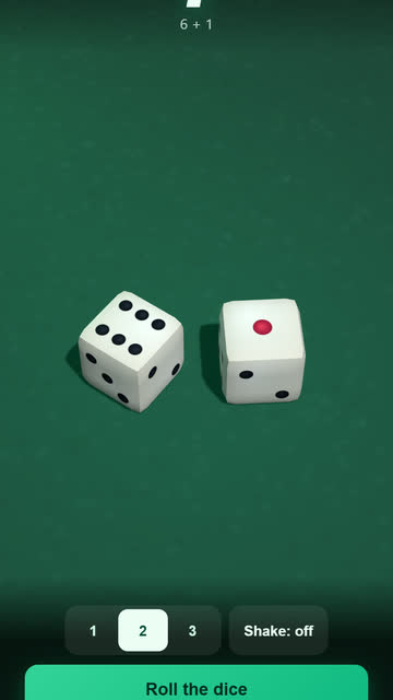 Screenshot of the 3D Dice Roller app template