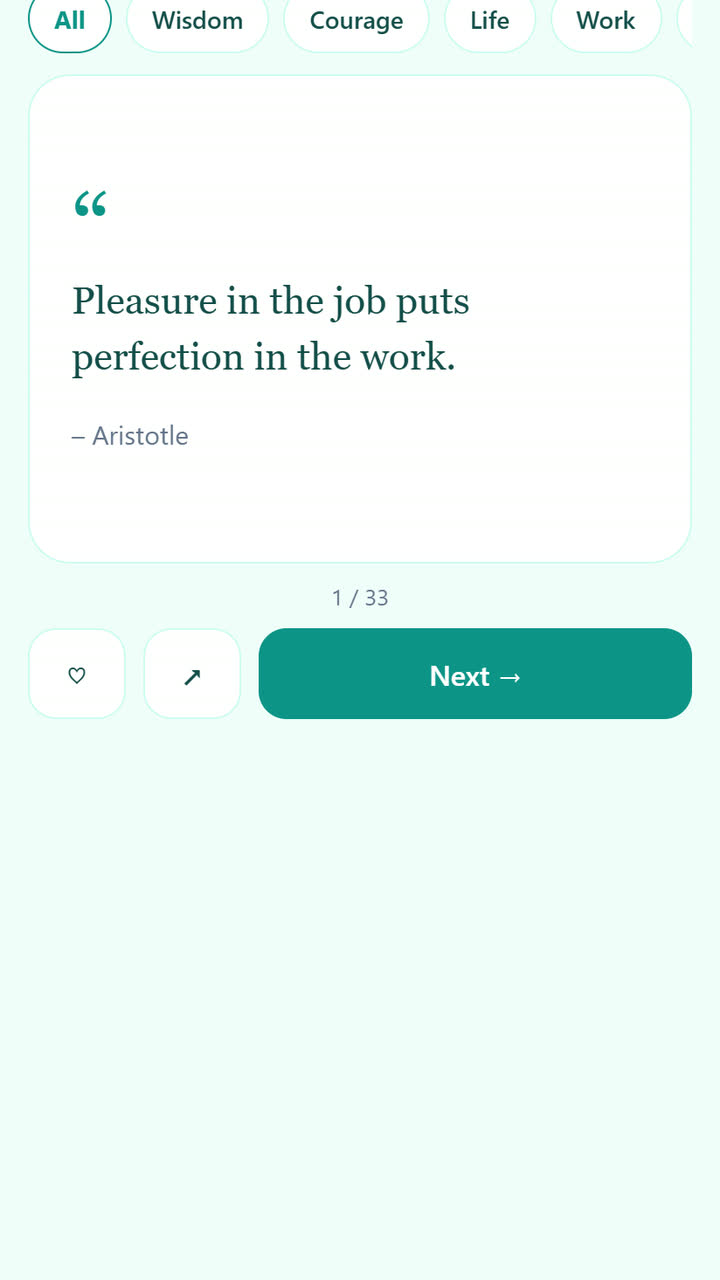 Screenshot of the Daily Quotes (with ads) app template