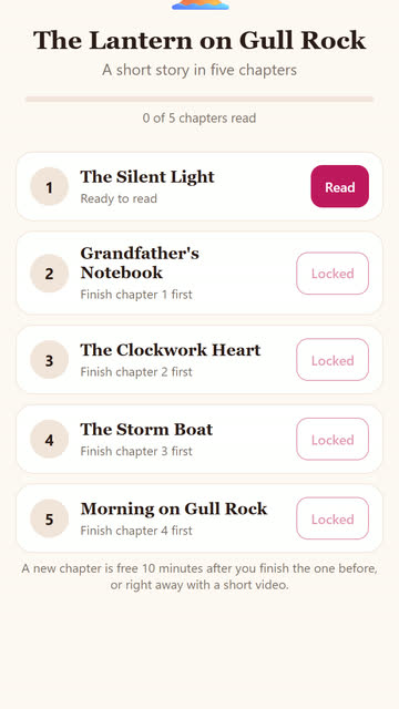 Screenshot of the Story Reader (with ads) app template