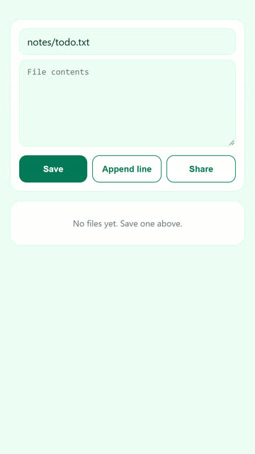 Screenshot of the App Files app template