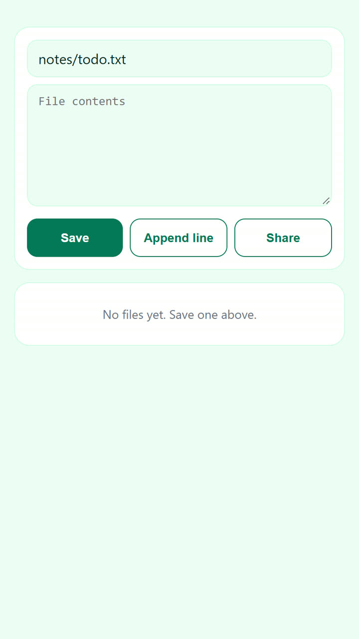 Screenshot of the App Files app template
