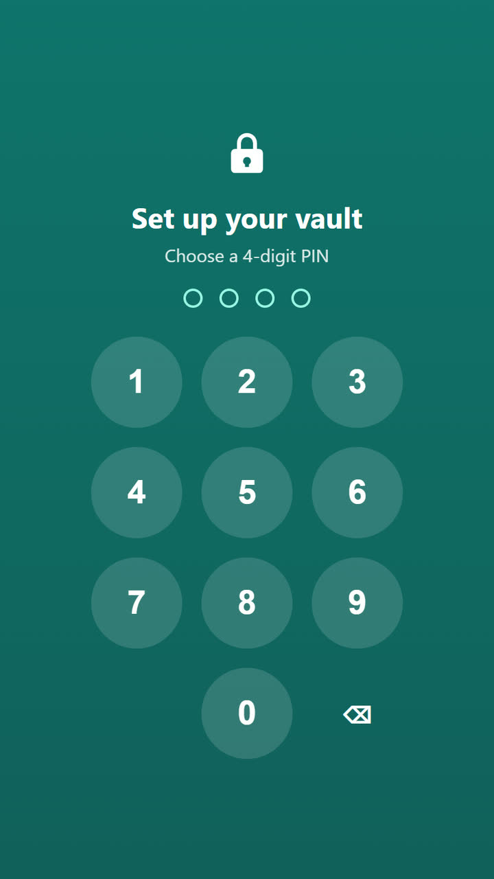 Screenshot of the Private Vault app template