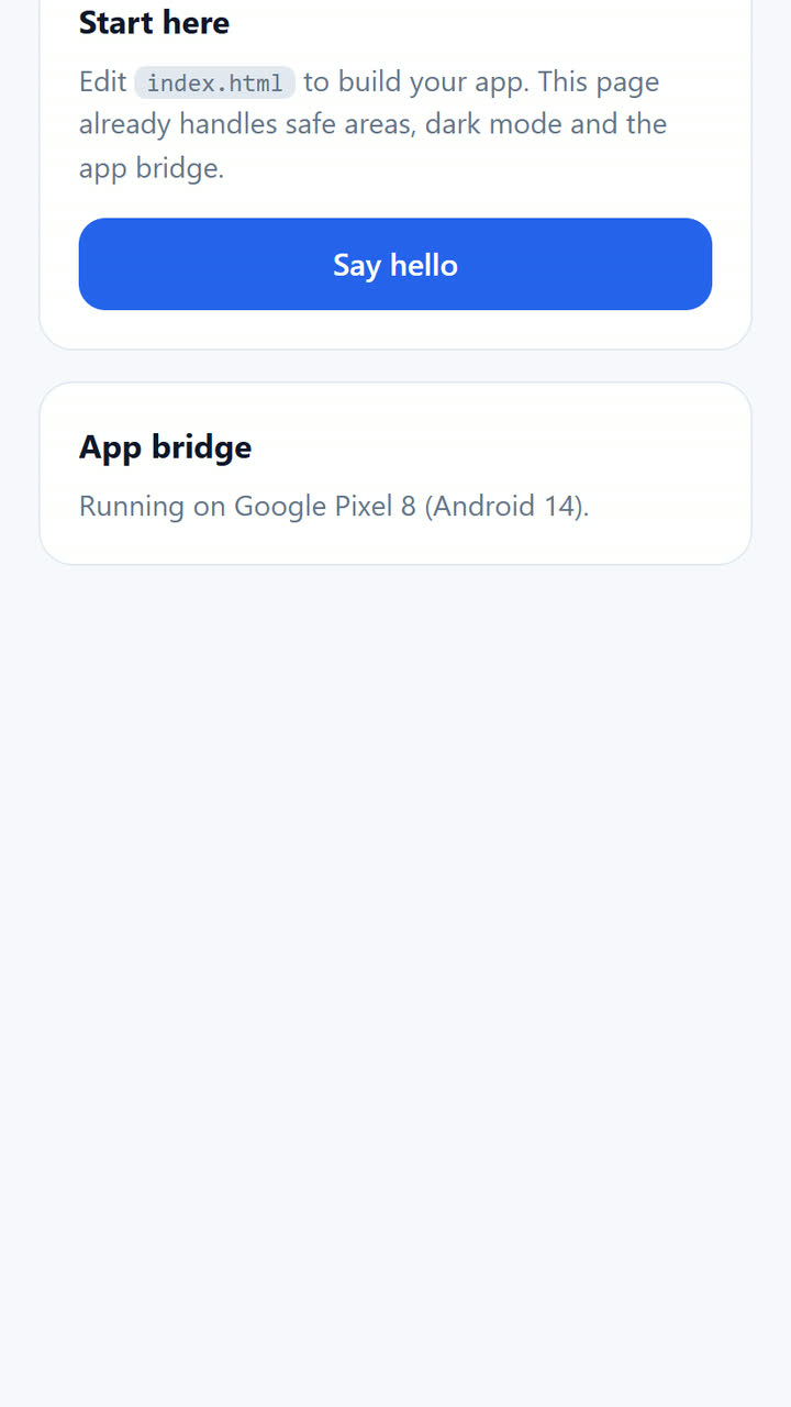 Screenshot of the Blank Starter app template