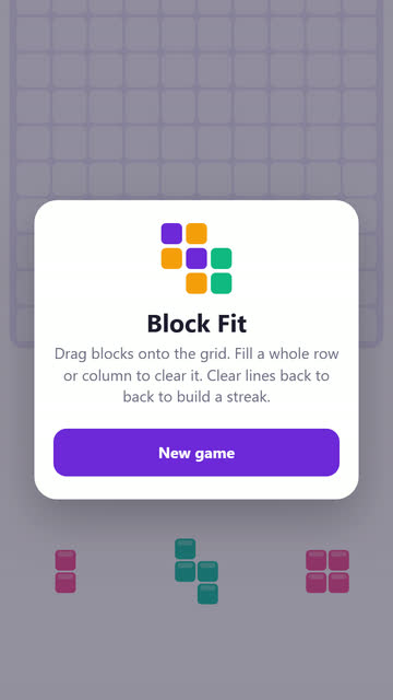Screenshot of the Block Fit game
