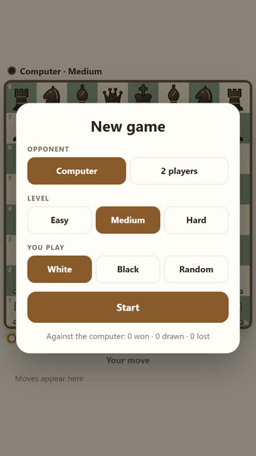 Screenshot of the Chess game