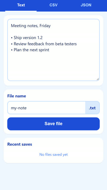 Screenshot of the File Saver app template