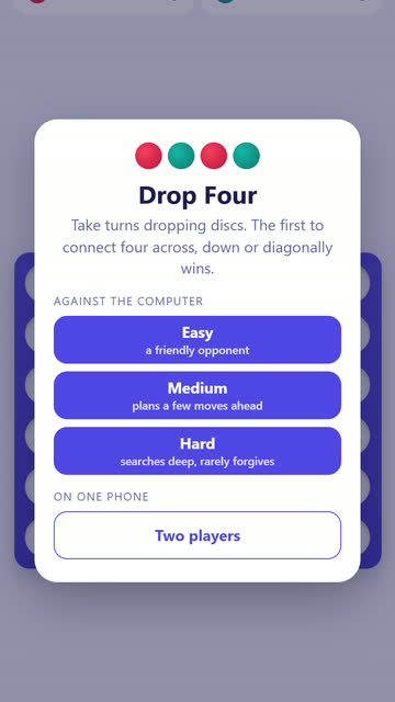 Screenshot of the Drop Four game