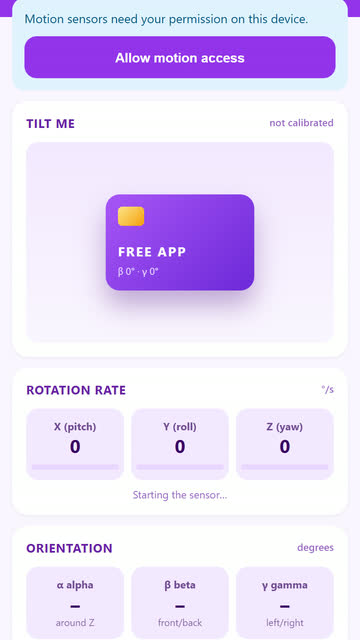 Screenshot of the Gyroscope app template
