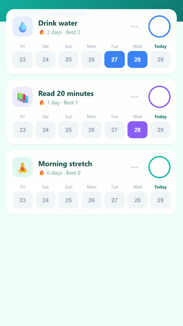 Screenshot of the Habit Tracker app template