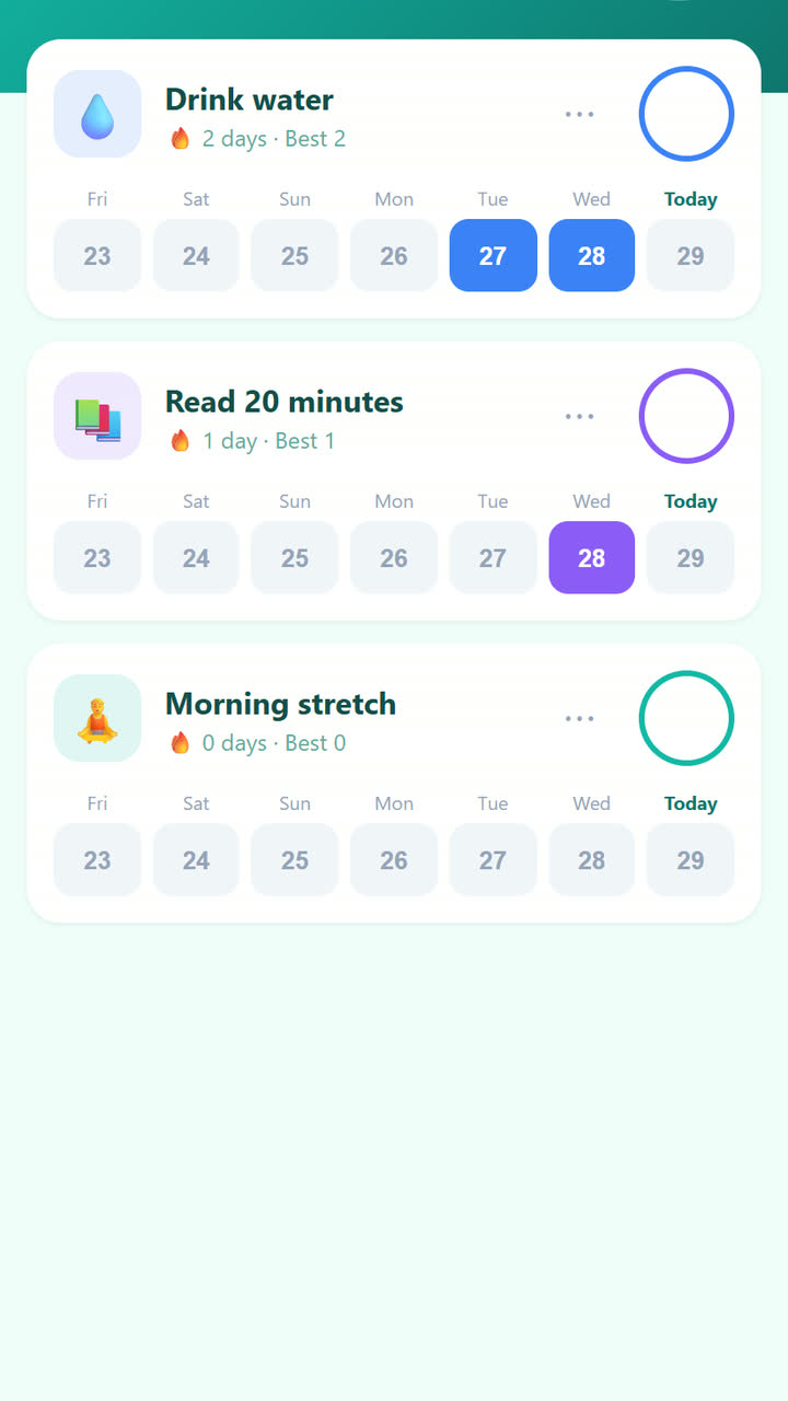 Screenshot of the Habit Tracker app template