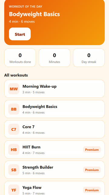 Screenshot of the Fitness App with Subscription app template