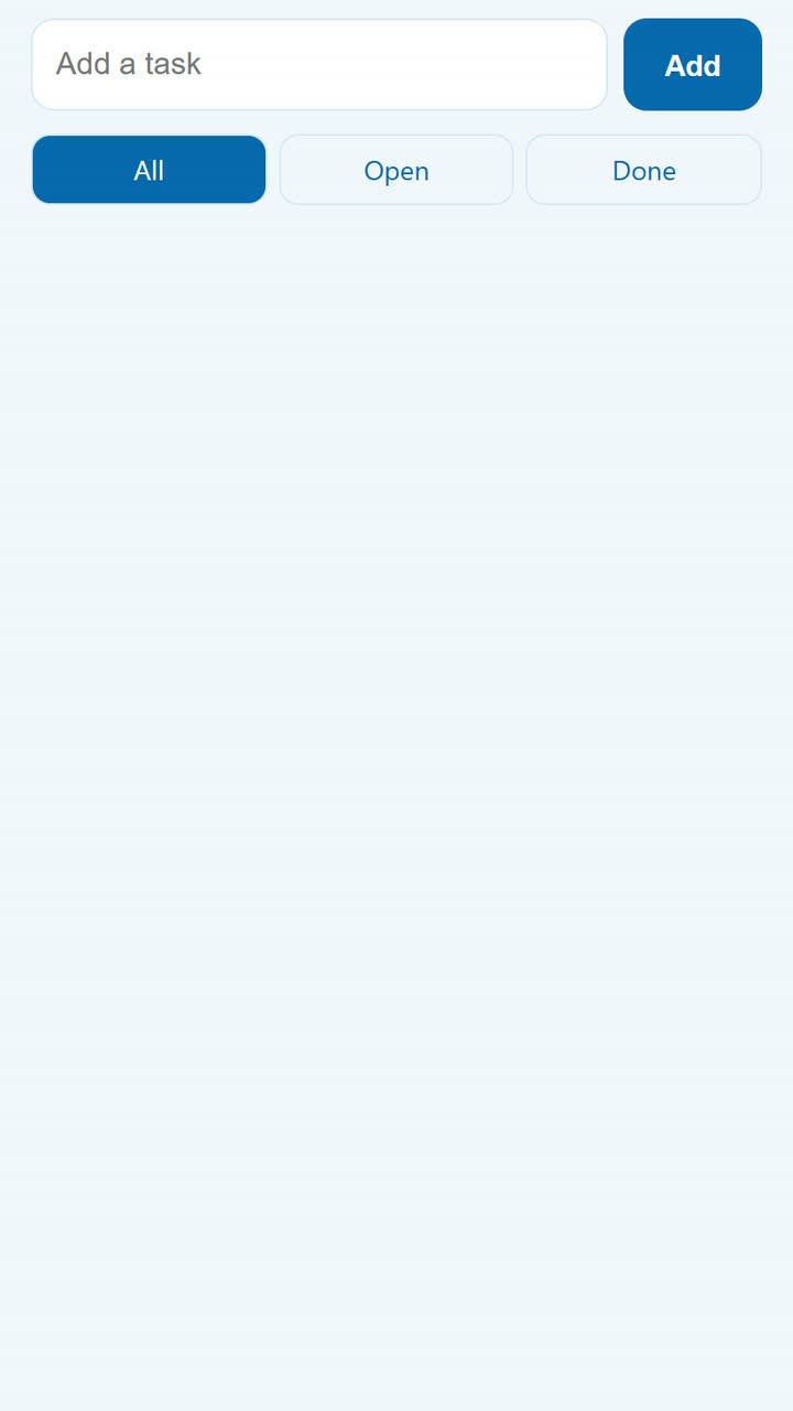 Screenshot of the jQuery Starter app template