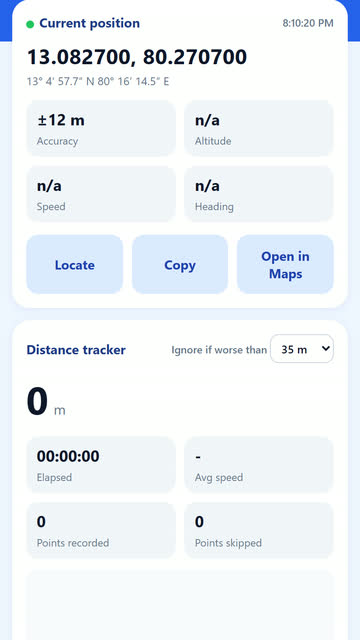 Screenshot of the Location Tracker app template