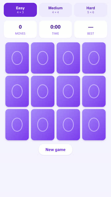 Screenshot of the Memory Match game