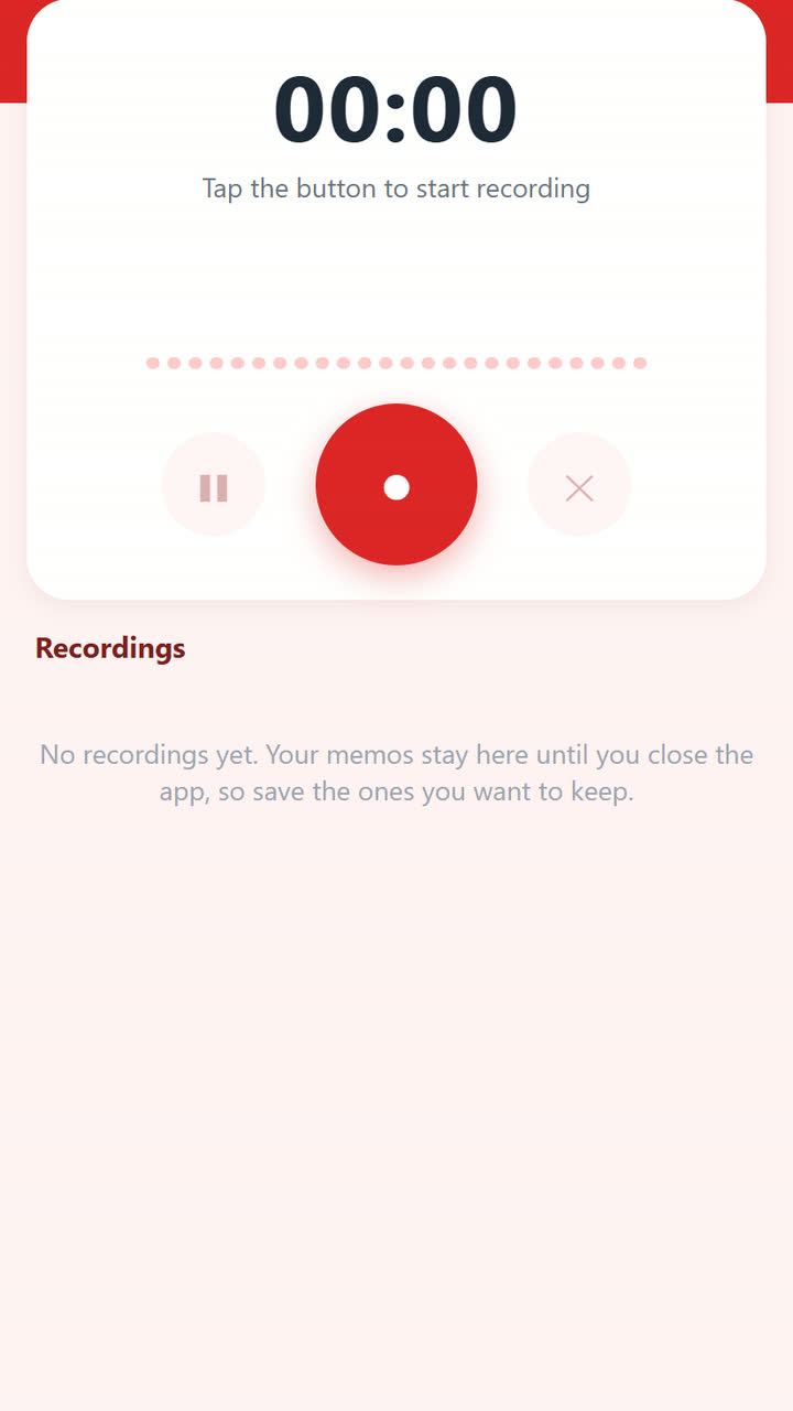 Screenshot of the Voice Recorder app template