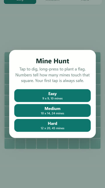 Screenshot of the Mine Hunt game