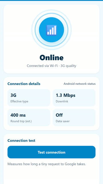 Screenshot of the Network Status app template