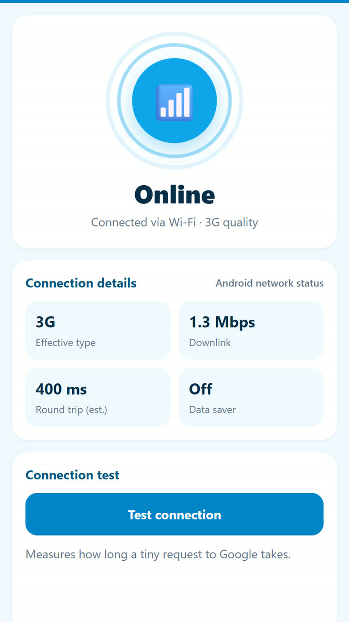 Screenshot of the Network Status app template