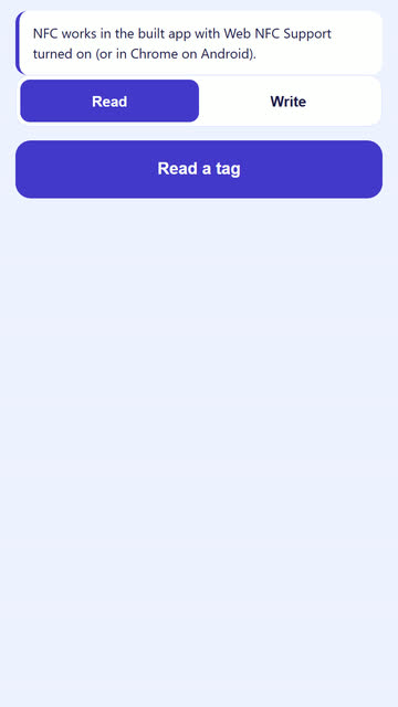 Screenshot of the NFC Tools app template