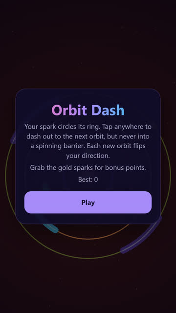 Screenshot of the Orbit Dash game