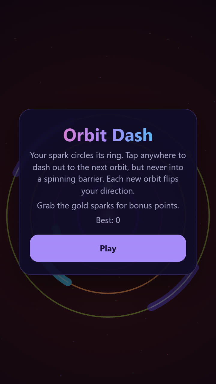 Screenshot of the Orbit Dash game