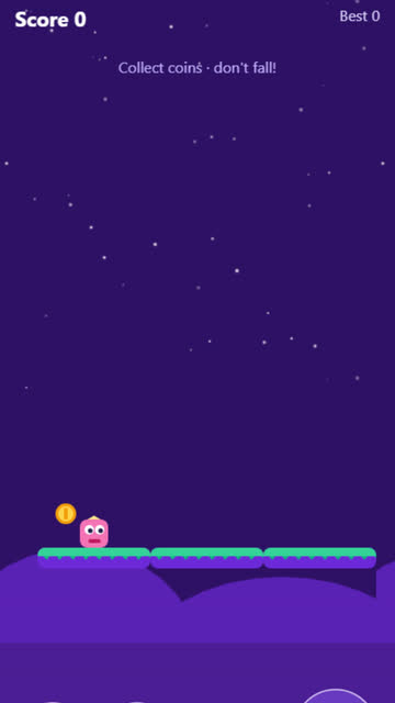 Screenshot of the Phaser Jumper app template