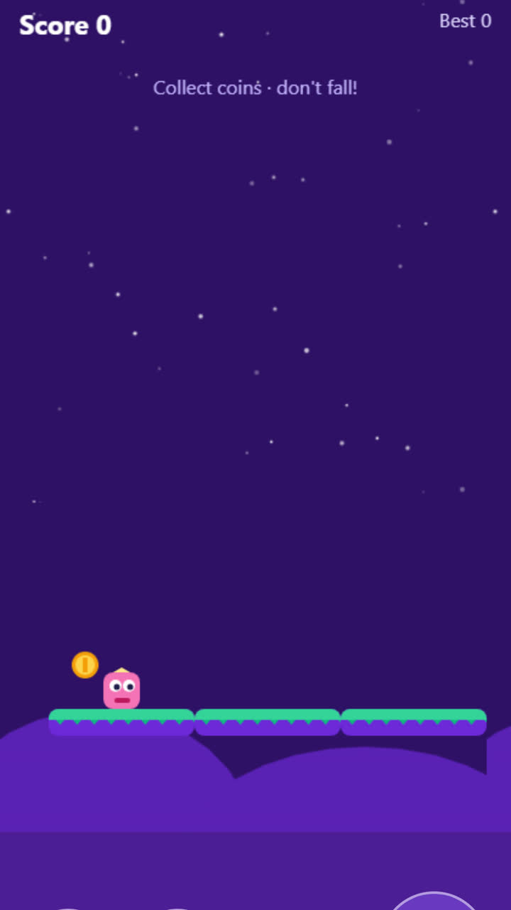 Screenshot of the Phaser Jumper app template
