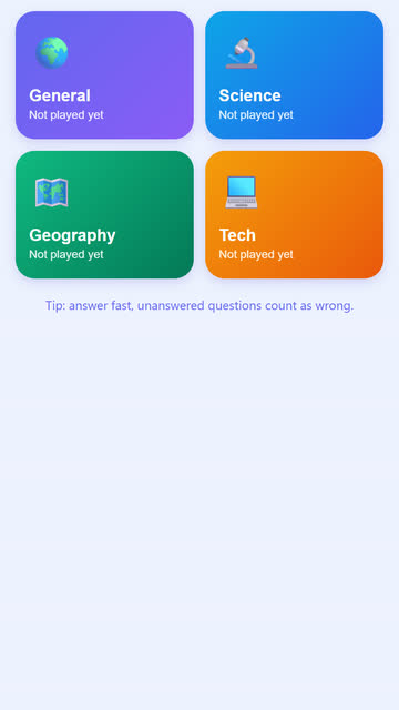 Screenshot of the Quiz game