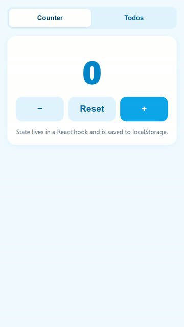Screenshot of the React Starter app template