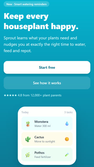 Screenshot of the Tailwind Landing Page app template