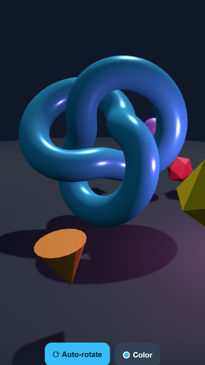 Screenshot of the Three.js 3D Scene app template