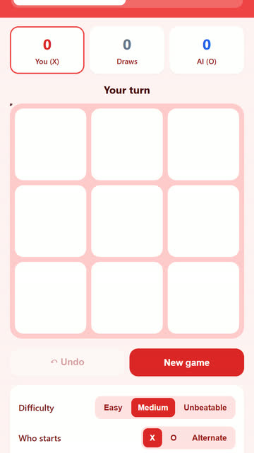 Screenshot of the Tic-Tac-Toe game