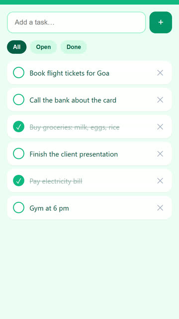 Screenshot of the Todo List app template