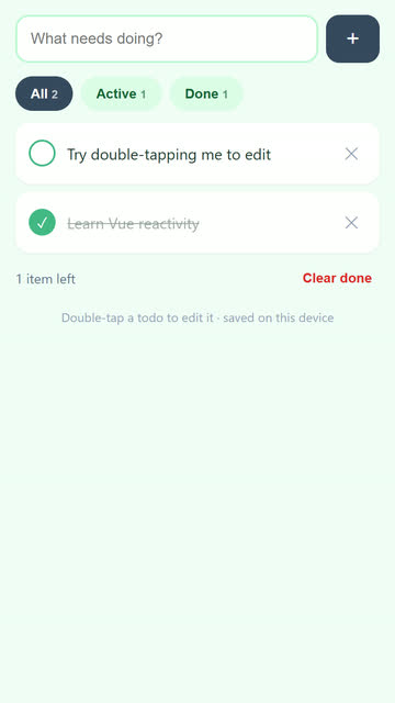 Screenshot of the Todo List (Vue) app template