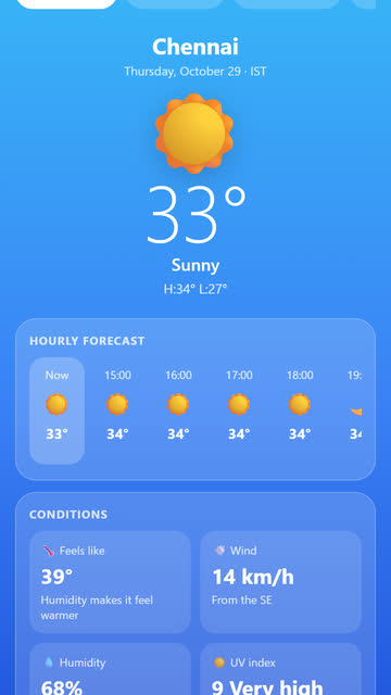 Screenshot of the Weather app template