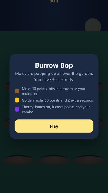 Screenshot of the Burrow Bop game