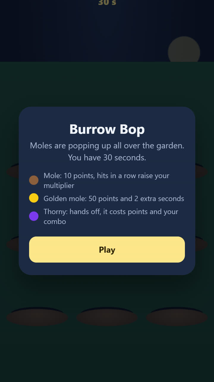 Screenshot of the Burrow Bop game