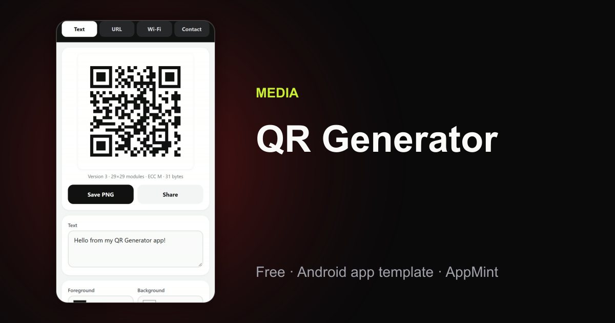 QR Generator App Template - Free Android App | AppMint