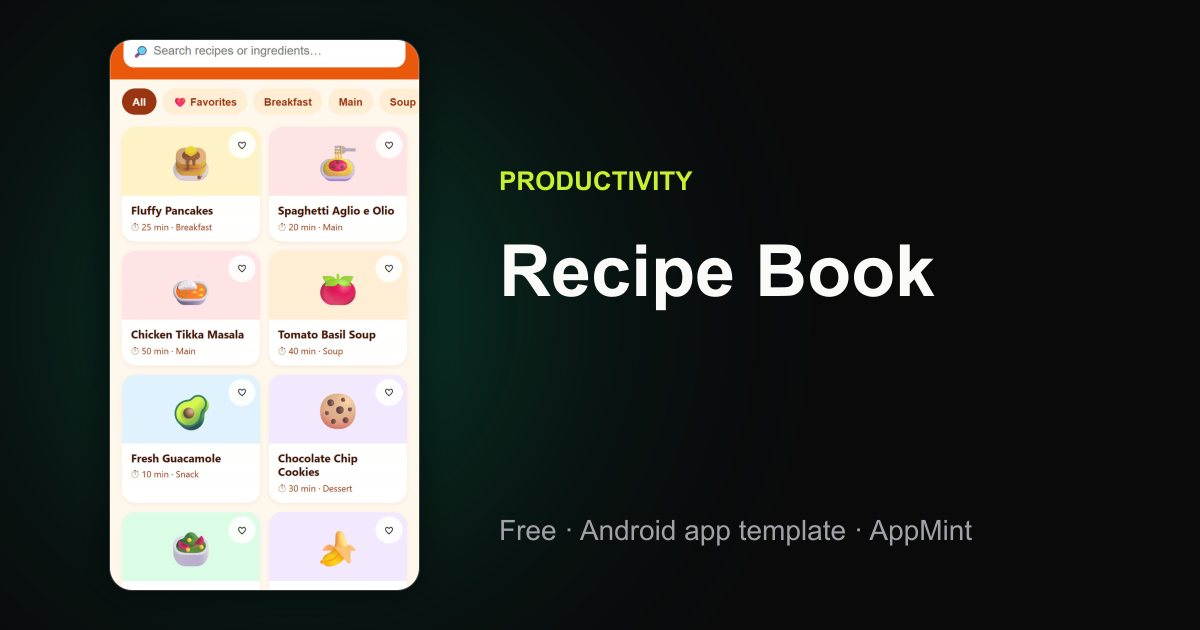 Recipe Book App Template - Free Android App | AppMint